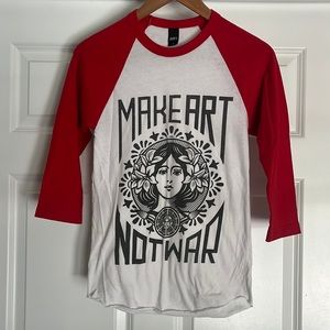 OBEY ‘MAKE ART NOT WAR’ BASEBALL TSHIRT